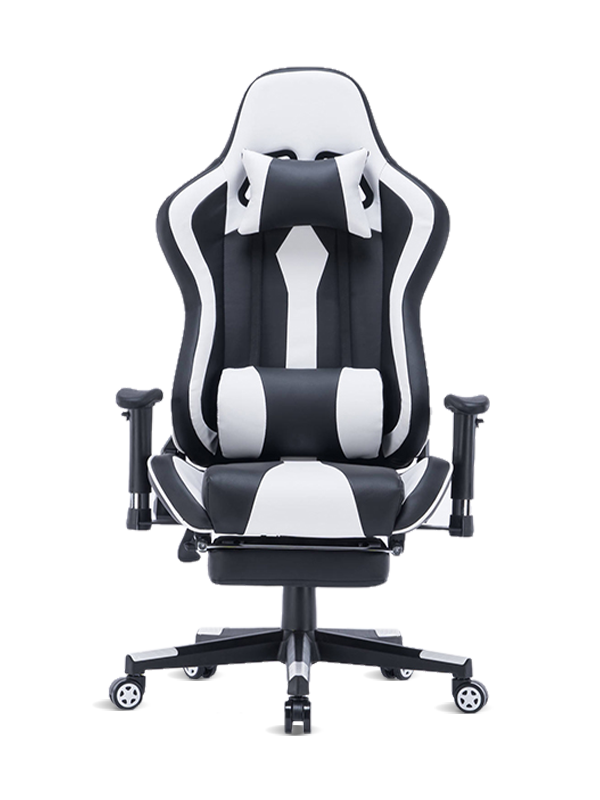 Scaun de gaming pentru gaming modern, negru, alb, ANJI, pentru jucători 