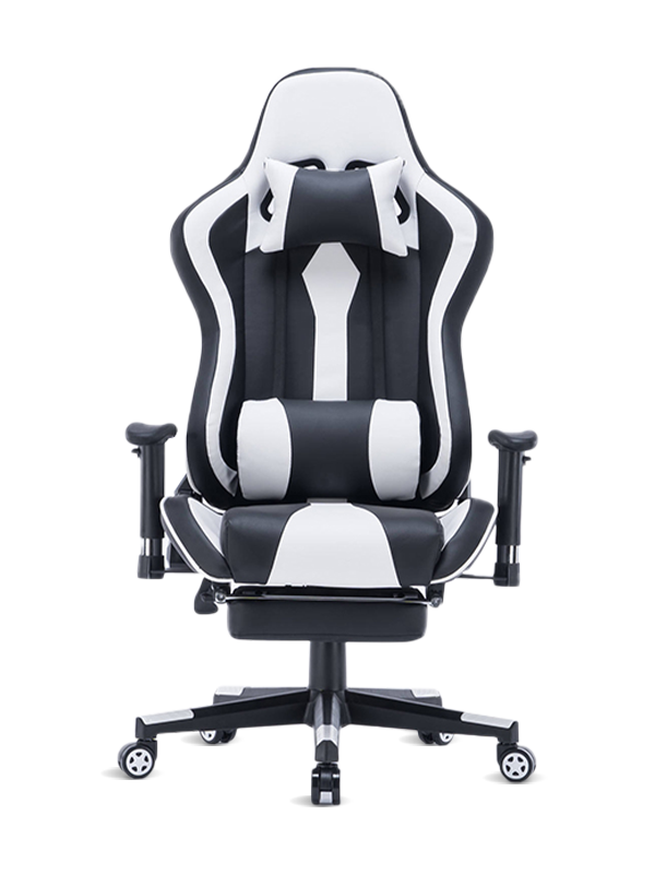 Design nou Scaune de curse pentru computer, ergonomice, pentru birou Scaun pentru jocuri RGB, alb 